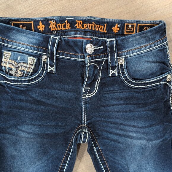Rock Revival Dark Blue Skinny Jeans - Picture 3 of 4